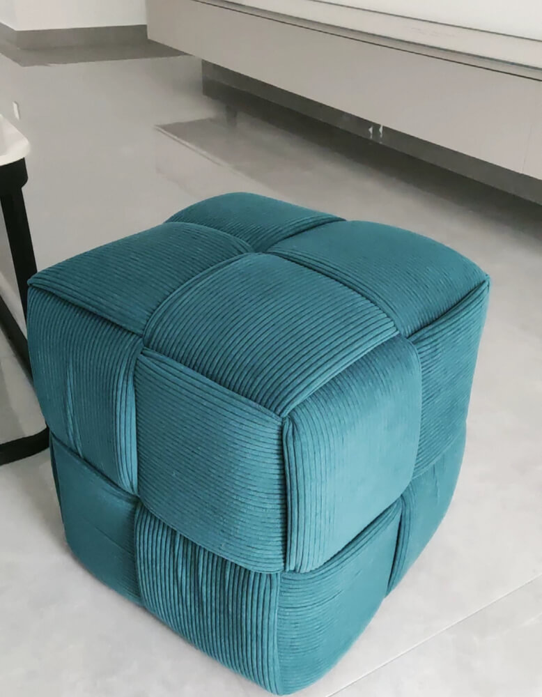 สตูลผ้าลูกฟูก MY DOLLS HOUSE COZY CUBE 38 ซม. สีน้ำเงินอมเขียว